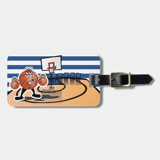 Étiquette À Bagage Silly Cute Basketball Sport Personnage (Devant horizontal)