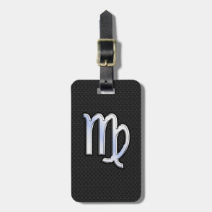 Étiquette À Bagage Silver Chrome Virgo Zodiac Connexion peau de serpe