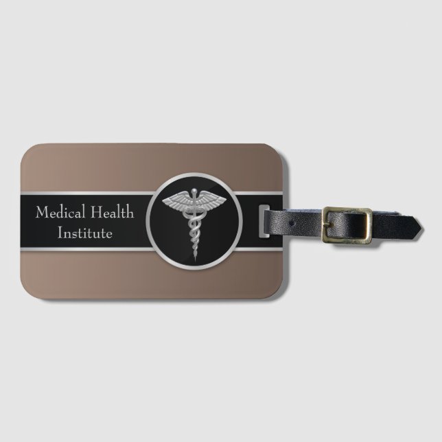 Étiquette À Bagage Silver Professional Médicale Caduceus - étiquette  (Devant Horizontal)