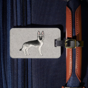 Étiquette À Bagage Silver Sable Berger Allemand Chien Et Texte Person