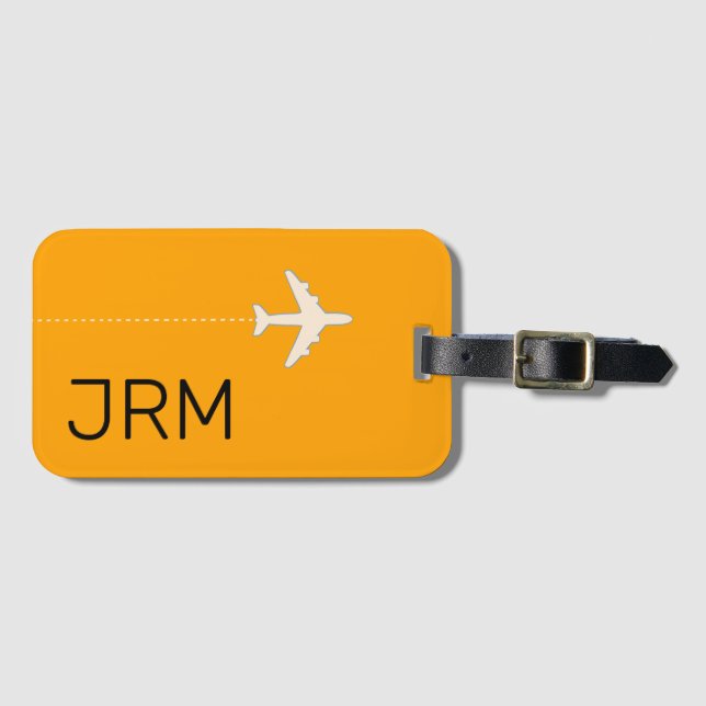 Étiquette À Bagage simple avion de voyage jaune vif personnalisé (Devant Horizontal)
