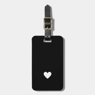 Étiquette À Bagage Simple Coeur noir & blanc Amour moderne Valentine