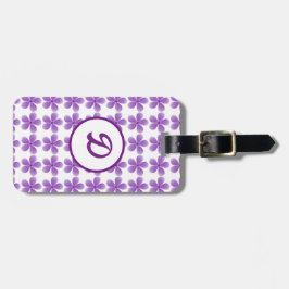 Étiquette À Bagage simple élégant floral moderne violet monogramme