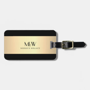 Étiquette À Bagage Simple Elegant Gold Metal monogrammed Nom Luggag