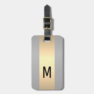 Étiquette À Bagage Simple Elegant Or Metal Nom monogrammé