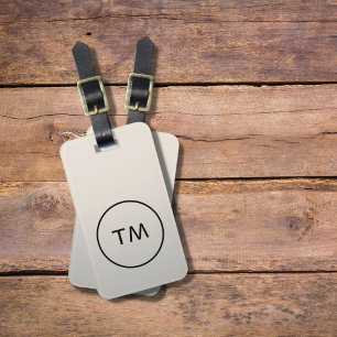 Étiquette À Bagage Simple Faux Argent Noir Gras Monogramme