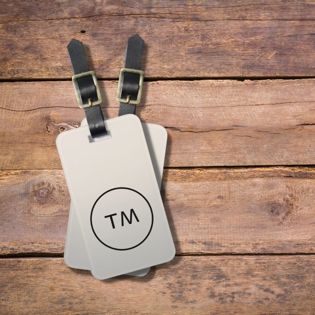 Étiquette À Bagage Simple Faux Argent Noir Gras Monogramme (Créateur téléchargé)