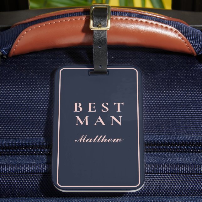ÉTIQUETTE À BAGAGE SIMPLE MEILLEUR HOMME OXFORD BLEU ET BÉBÉ ROSE (Insitu Rectoal 2)