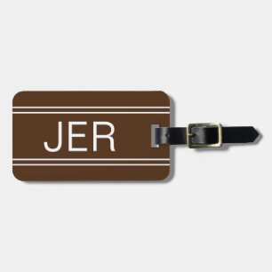 Étiquette À Bagage Simple Monogramme Moderne Design Brown Voyage
