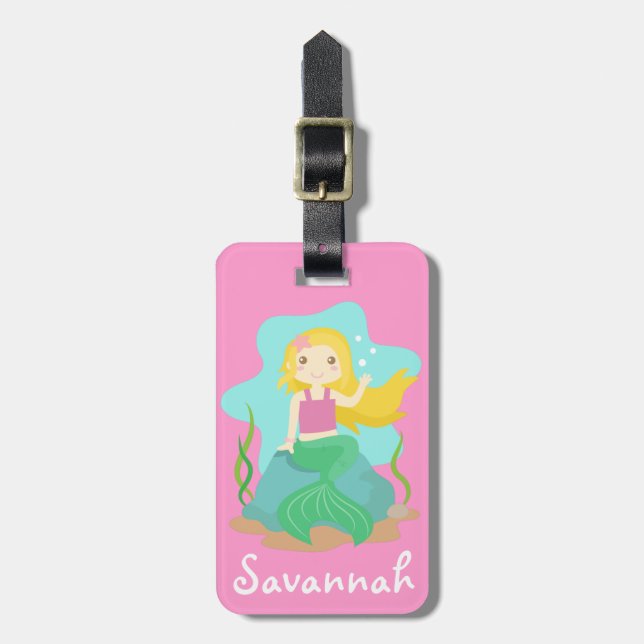 Étiquette À Bagage Sirène mignonne et belle, pour des filles (Devant Vertical)