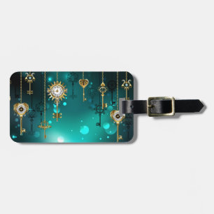 Étiquette À Bagage Skeleton Keys on Green Background