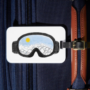 Étiquette À Bagage Ski Goggles Mountain View Illustration