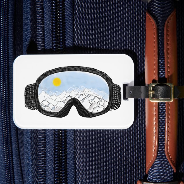 Étiquette À Bagage Ski Goggles Mountain View Illustration (Insitu Rectoal 4)