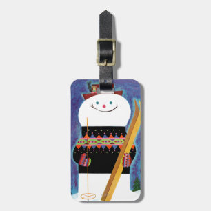 Étiquette À Bagage Skis pour le bonhomme de neige