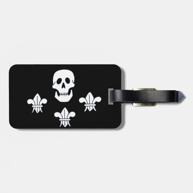 ÉTIQUETTE À BAGAGE SKULET ET FLEUR DE LISE BANNIER JOLLY ROGER (Dos horizontal)