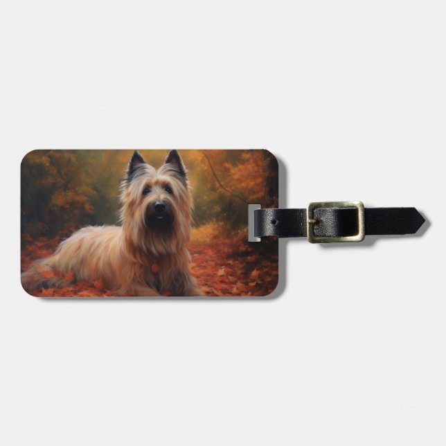 Étiquette À Bagage Skye Terrier à l'automne Feuilles automne Inspire (Devant horizontal)