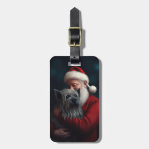 Étiquette À Bagage Skye Terrier avec Noël Festif du Père Noël