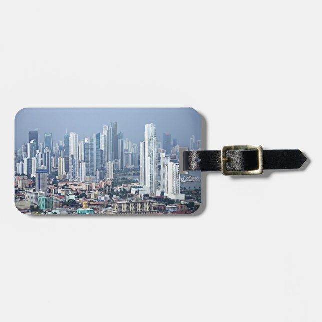 Étiquette À Bagage Skyline de Panama City (Devant horizontal)