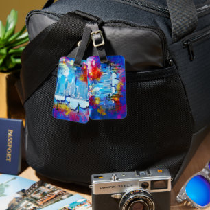 Étiquette À Bagage SlipperyJoe NYC graffiti lune entourée de tourbill
