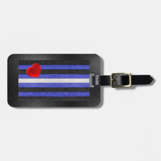 Étiquette À Bagage SlipperyJoe's cuir drapeau orgueil noir bleu royal