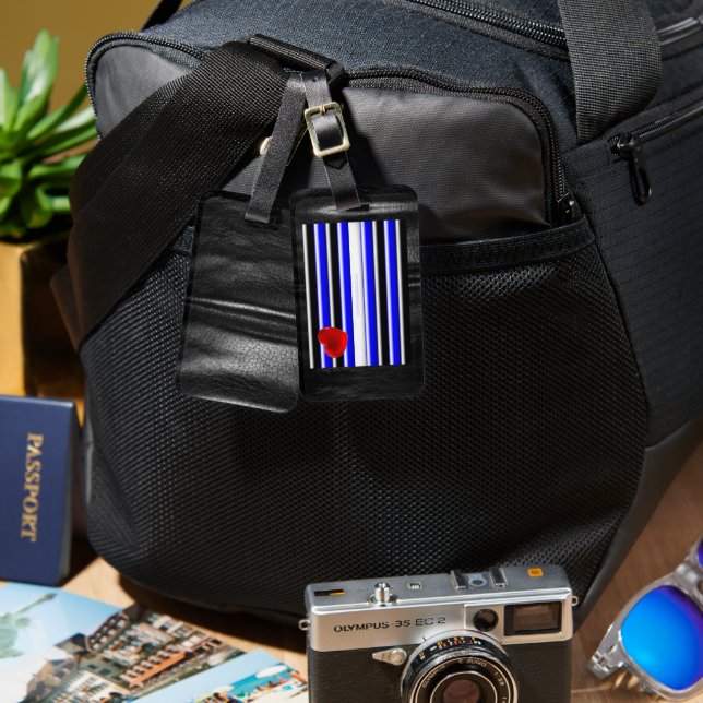 Étiquette À Bagage SlipperyJoe's Gay Leather Pride drapeau royal noir (Recto & Verso)