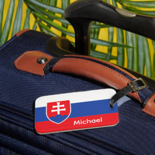 Étiquette À Bagage Slovaquie Drapeau Slovaque Emblème Europe