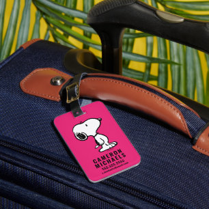 Étiquette À Bagage Snoopy Black & Magenta Motif