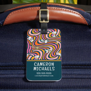 Étiquette À Bagage Snoopy & Woodstock Vibes Super Motif violet