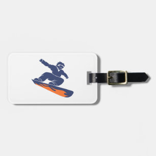 Étiquette À Bagage Snowboarder silhouette - Choisir la couleur arrièr