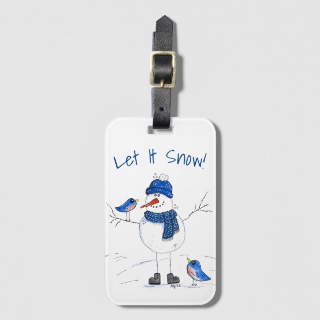 Étiquette À Bagage Snowman à longue jambe (Devant Vertical)