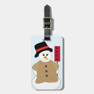 Étiquette À Bagage Snowman avec un signe de neige