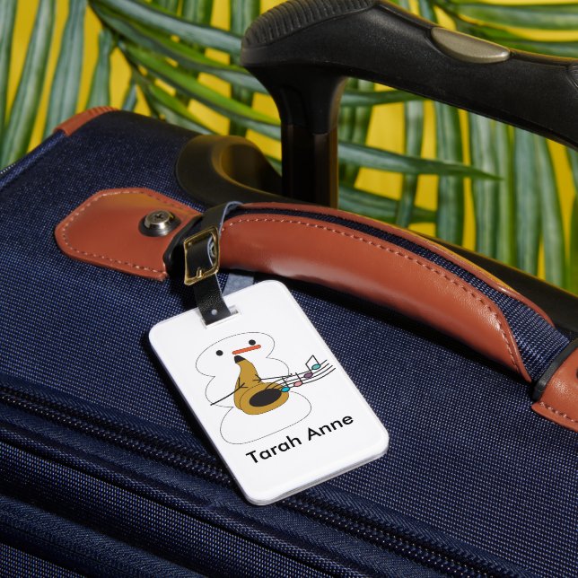Étiquette À Bagage Snowman Jouer Saxophone mignon Personnaliser (Insitu Rectoal 1)