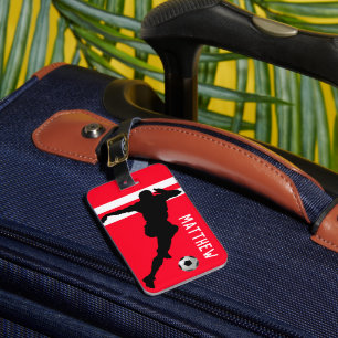 Étiquette À Bagage Soccer personnalisé Mad   Football Red Travel