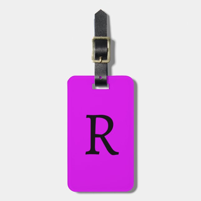 Étiquette À Bagage Soirée Cadeau Monogramme rose Neon Favoriser Viole (Devant Vertical)