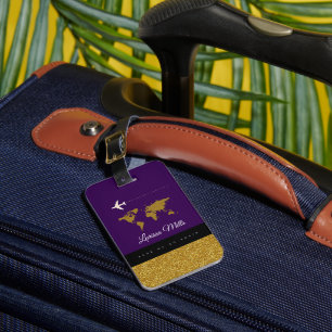 Étiquette À Bagage Son Voyage moderne chic violet
