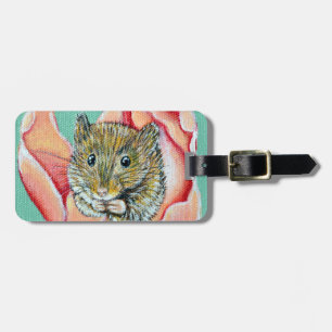Étiquette À Bagage Souris dans une peinture de tulipe