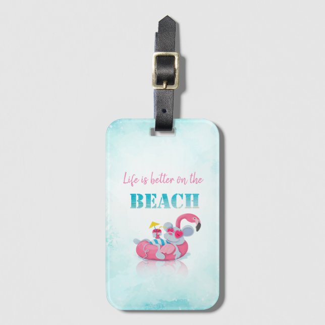 Étiquette À Bagage Souris Mignonne  Plage Élégante (Devant Vertical)