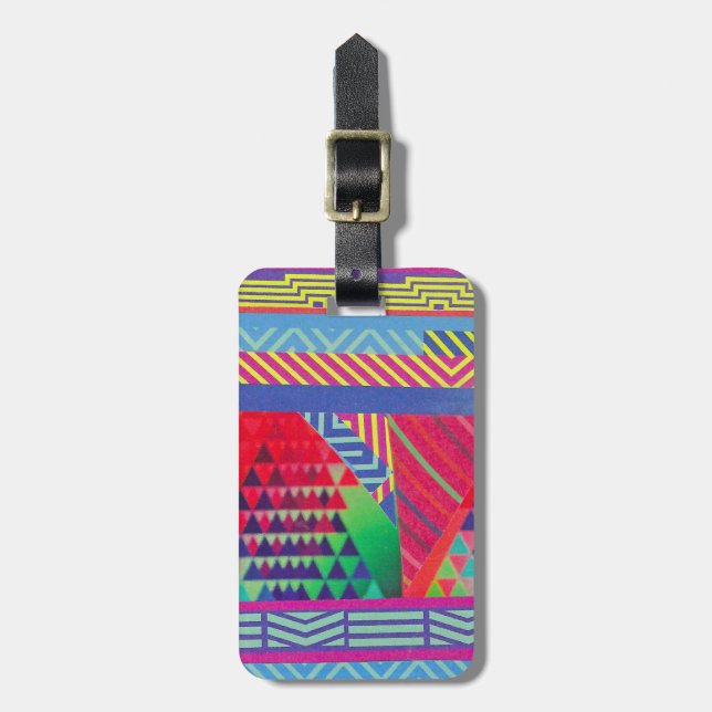 Étiquette À Bagage southwestern borders and triangles collage (Devant Vertical)