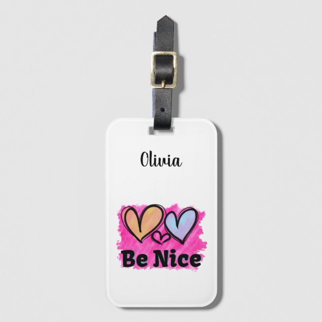 Étiquette À Bagage Soyez de beaux coeurs aquarelles (Devant Vertical)