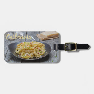 Étiquette À Bagage Spaghetti Carbonara Pasta avec Bacon et Parmesan
