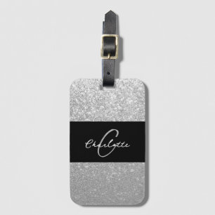 Étiquette À Bagage Sparkle de luxe Silver Nom de la Parties scintilla