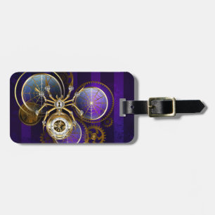 Étiquette À Bagage Spider Steampunk sur Arrière - plan pourpre