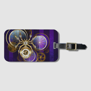 Étiquette À Bagage Spider Steampunk sur Arrière - plan pourpre