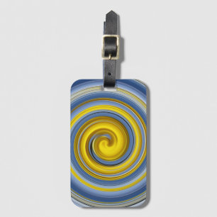 Étiquette À Bagage spirale jaune et bleue