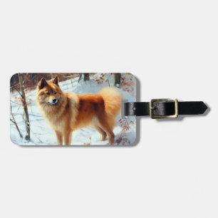 Étiquette À Bagage Spitz Finlandais Laisser Neige Noël