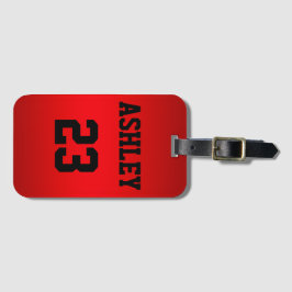 Étiquette À Bagage Sport Jersey Numéro et nom Rouge Personnalisé