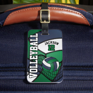 Étiquette À Bagage Sport Volleyball 🏐 - Bleu, Vert et Blanc