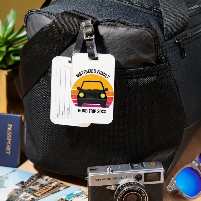 Étiquette À Bagage Spring Break Road Trip Sunset Customized (Recto & Verso)