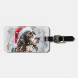 Étiquette À Bagage Springer Spaniel Chien Fête de Noël