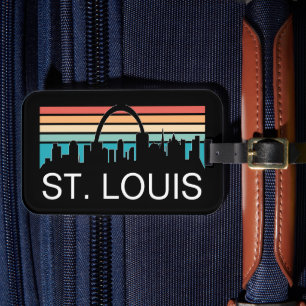 ÉTIQUETTE À BAGAGE ST. LOUIS MISSOURI SKYLINE VINTAGE SUNSET